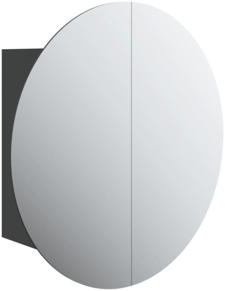 vidaXL Badezimmerschrank mit Rundem Spiegel & LED Schwarz 40x40x17,5cm 345580