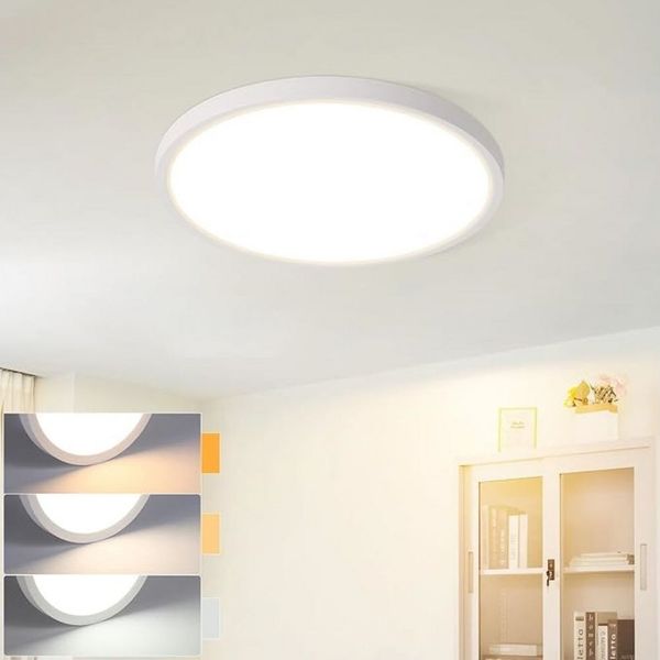 Nettlife LED Deckenleuchte Flach 15W 3000K Warmweiß 18cm Rund Ultradünne Deckenlampe Schwarz, Dimmbar, LED fest integriert, Warmweiß, 3000K lampe für Küche Flur
