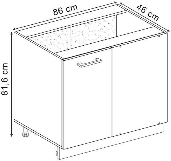 Eckunterschrank R-Line Beton 86 cm ohne Arbeitsplatte Vicco Bild 2