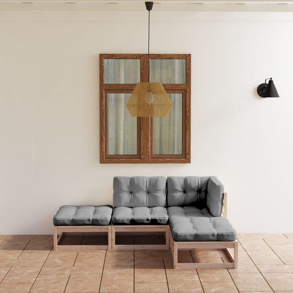 vidaXL 4-tlg. Garten-Lounge-Set mit Kissen Massivholz Kiefer 3076524