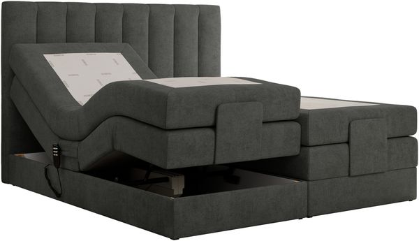 Boxspringbett mit elektrisch verstellbaren Matratzen, zwei Bettkästen und einem Topper - COMFORTO - 180 x 200 cm - Dunkelgrau Stoff - H4 Bild 4