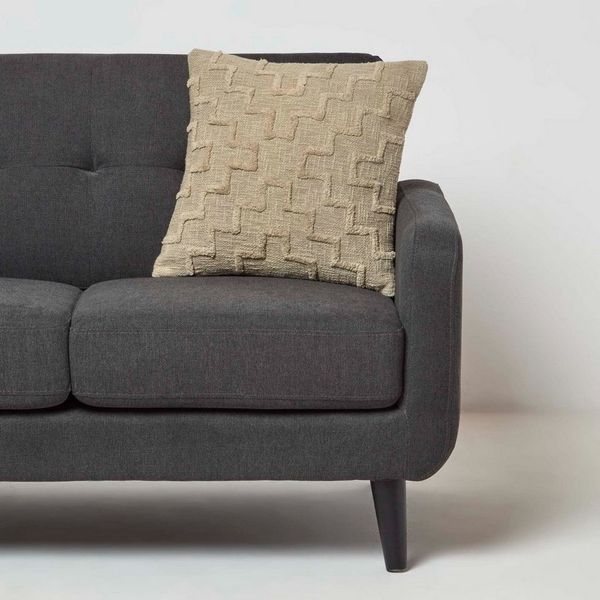 Homescapes Dekokissen Tufted Kissen beige 45 x 45 cm – Dekokissen geometrisch gemustert