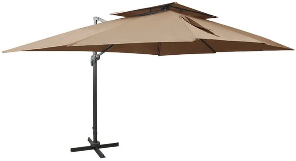 Sonnenschirm, Ampelschirm, Gartenschirm mit Lüftung 400x300 cm Taupe