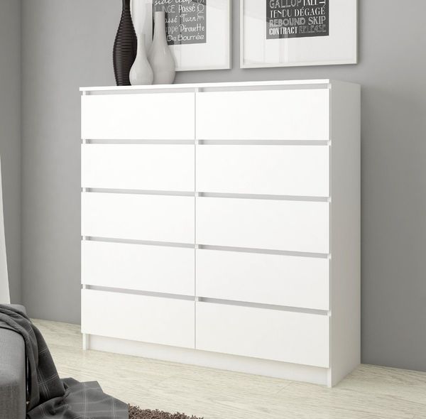 Raumhirsch Furniture Kommode mit 10 Schubladen 120 cm breit Holz Schrank, (viele Farbvarianten - Maße: 120 x 121 x 40 cm) - Hochwertig & stabil