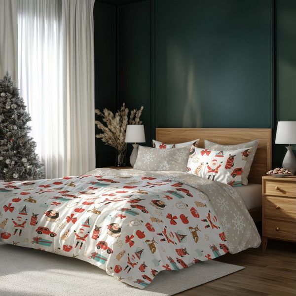 texpot Bettwäsche Weihnachten Winter Wendebettwäsche Garnitur, 100% Baumwolle, 2 teilig