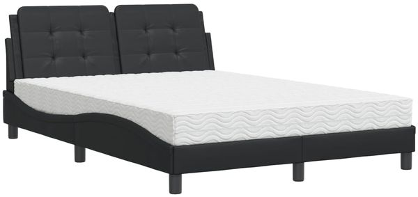 Doppelbett, Bettgestell Modernen ohne Matratze Schwarz 140x190 cm Kunstleder d2615e