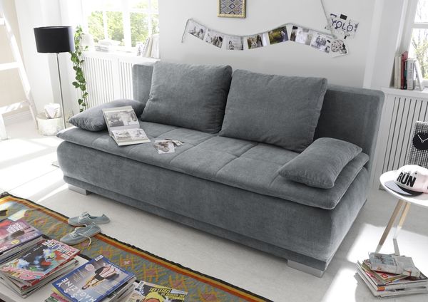 Schlafsofa >LUIGI LUX 3DL< Liegefläche 160x200cm, Bezug anthrazit - 211x93x103 (BxHxT)