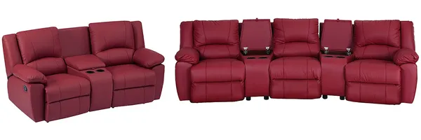 Vente-unique - AROMA Couchgarnitur Leder Rot - B 95 cm99 cm x H 97 cm x L 201 cm308 cm