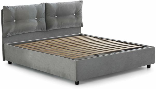 Dmora Abbaione Doppelbett, Bettkasten mit Stoffbezug, 100 % Made in Italy, Öffnung vorne, geeignet für Matratze 160 x 190 cm, Grau Bild 5