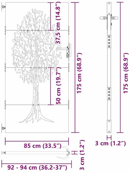 vidaXL Gartentor Schwarz 85 x 175 cm Pulverbeschichteter Stahl 42015862 Bild 10