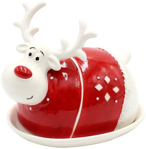 Dekohelden24 Butterglocke Keramik Butterdose als Elch, L/B/H 16 x 13 x 14 cm,(1-tlg)