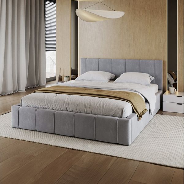 FDM Polsterbett FLORIDA Bettgestell 90x200, 120x200, 140x200, 160x200, 180x200cm (Polsterbett modern mit Bettkasten MADE IN EU - mit hochwertigem Velours Bezug, verfügbar 90x200 120x200 140x200 160x200 180x200cm, Bettrahmen, Bett, mit großen gepolstert...
