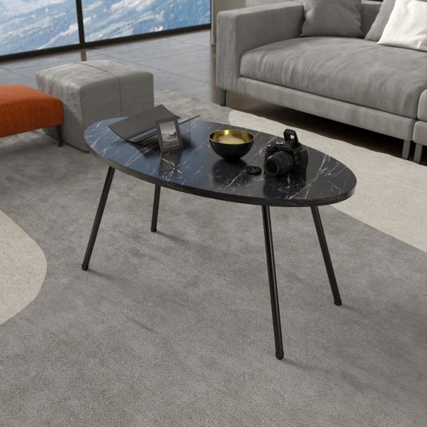 Couchtisch Skærbæk 43 x 90 x 50 cm Marmor, schwarz [en. casa]