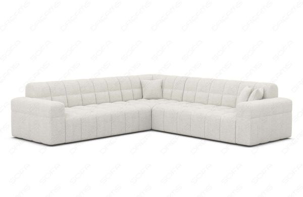 Ecksofa Ibiza Stoff – Modern & Bequem - Boucléstoff - Weiß