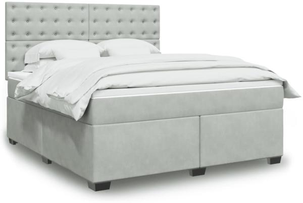 vidaXL Boxspringbett mit Matratze Hellgrau 180x200 cm Samt 3293290