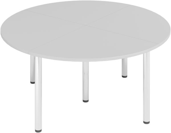 bümö Konferenztisch Kreis-Form 160x160 cm großer Besprechungstisch rund in grau, Besprechungstisch mit Chromfüßen, Meetingtisch für 4 Personen, Tisch für Besprechungsraum & Meeting, SETK7-5-C