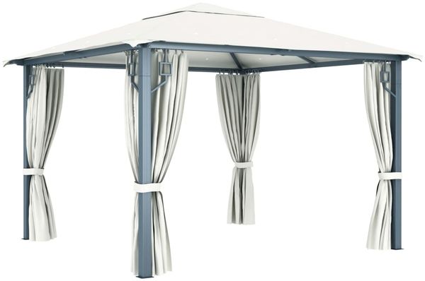 vidaXL Pavillon mit Vorhängen 300 x 300 cm Creme Aluminium 48042 Bild 4