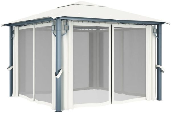 vidaXL Pavillon mit Vorhängen 300 x 300 cm Creme Aluminium 48042 Bild 3