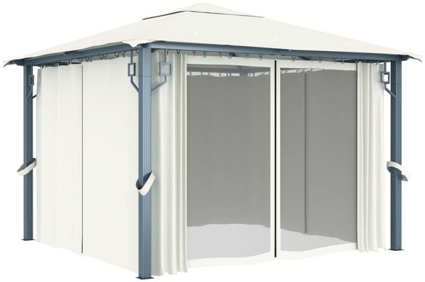 vidaXL Pavillon mit Vorhängen 300 x 300 cm Creme Aluminium 48042 Bild 2
