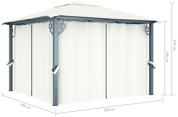 vidaXL Pavillon mit Vorhängen 300 x 300 cm Creme Aluminium 48042 Bild 9