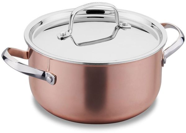 Korkmaz Divani Casserole 24 x 12 cm Kupfer-Topf mit Deckel - 5,1 L