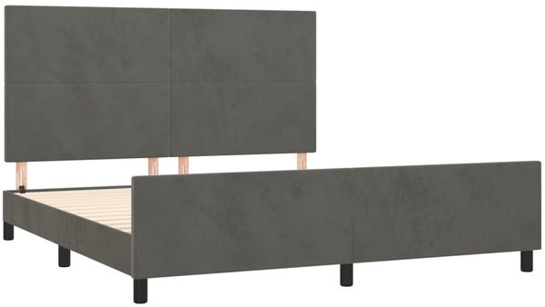 Bettgestell mit Kopfteil Samt Dunkelgrau 160x200 cm, Härtegrad: H2 [3125642] Bild 4