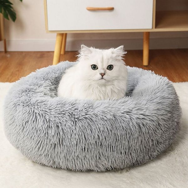 CALIYO Tierbett Tierbetten, Katzenbett waschbar Flauschiges Hundebett 50/60/70/100 cm, für Katzen und kleine Hunde, plüsch Katzenkissen rund