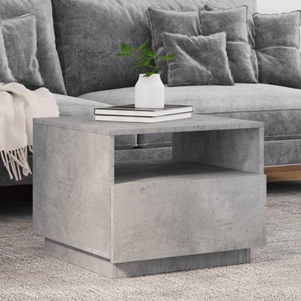vidaXL Couchtisch mit LED-Leuchten Betongrau 50x49x40 cm 839829