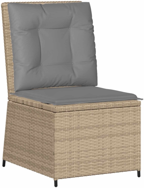 vidaXL Garten-Sofa mit Kissen Beige und Grau Poly-Rattan 3394479
