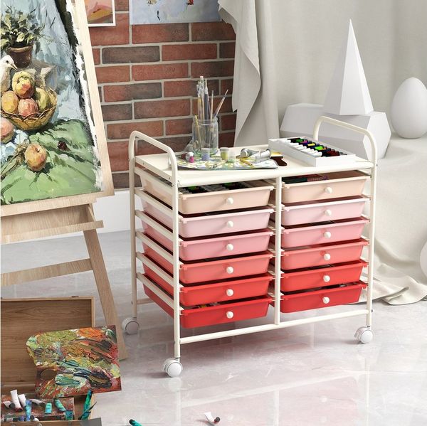 COSTWAY Rollcontainer, mit Schubladen Kunststoff, Rollwagen mit Rollen