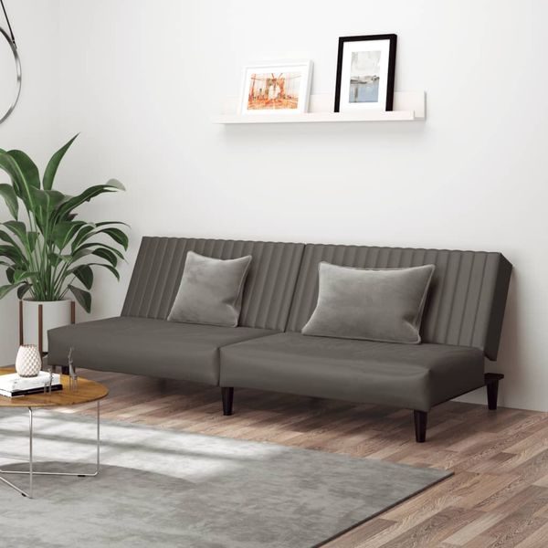 vidaXL Schlafsofa 2-Sitzer Grau Kunstleder 375949
