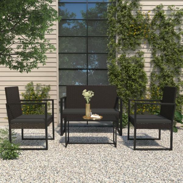 vidaXL Gartenbank mit Kissen Schwarz 106 cm Poly Rattan 362325