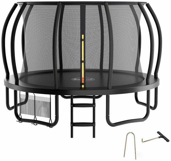Zelsius Gartentrampolin Zelsius Trampolin Schwarz Ø 366 cm für den Outdoor-Bereich, Trampolin