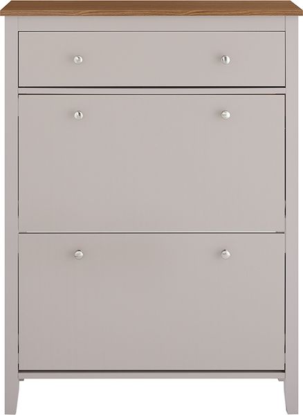SoBuy FSR89-KA Schuhschrank, MDF, Lackiert, Hellgrau, 80 x 108 x 25 cm