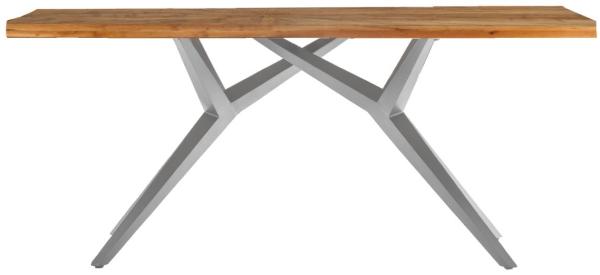 TABLES&Co Tisch 180x100 Recyceltes Teak Natur Metallgestell Silber