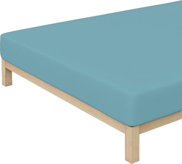 Schlafgut Spannbettlaken Premium, Gummizug: rundum, (1 Stück), Mako-Zwirn-Jersey, Petrol Mid, L 140x200cm - 160x220cm Bild 3