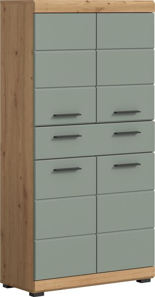 Xonox Scout Badmidischrank (B/H/T: 74x141x31 cm) in Salbei und Artisan Eiche Nachbildung