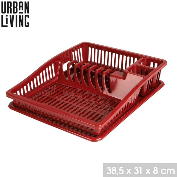 Urban Living Abtropfgitter 38,5 x 31 x 8 cm Geschirrablage 43219 Rot