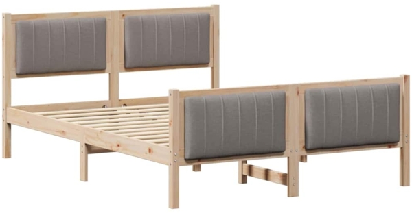 vidaXL Bettgestell Braun und Taupe 140 x 190 cm Massivholz Kiefer 3394326