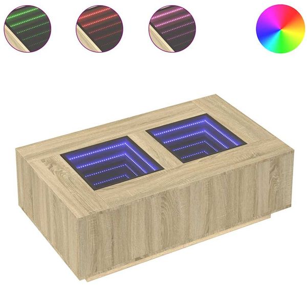 Couchtisch, Sofatisch mit Infinity-LED Sonoma-Eiche 116x69x40 cm