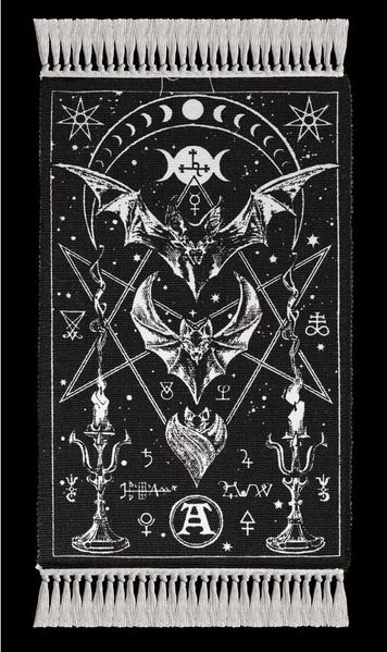Figuren Shop GmbH Teppich Fledermaus Teppich – Gothic Pentagramm Dekoration Evilution 97 cm, Höhe: 97 mm
