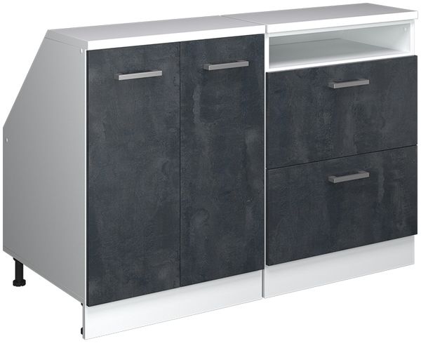 Dachschrägenschrank-Set Rion Schwarz Beton 120 cm 2er Set Schrankkorpuss 60 cm Tiefe Vicco