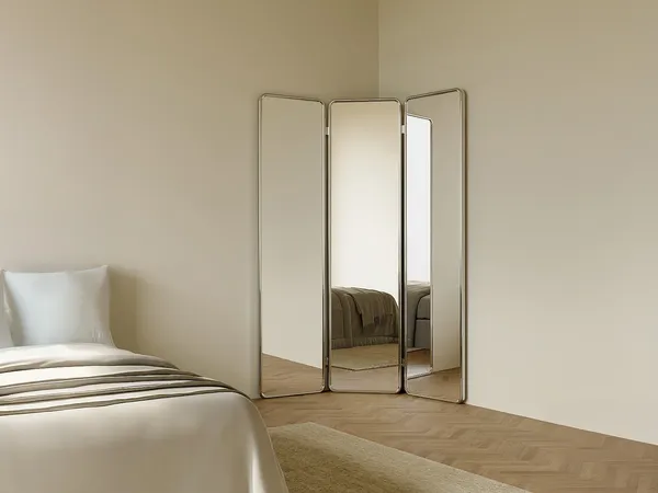 Vente-unique - REFLEYA Spiegel Metall Silberfarben - B 2 cm x H 180 cm x L 140 cm
