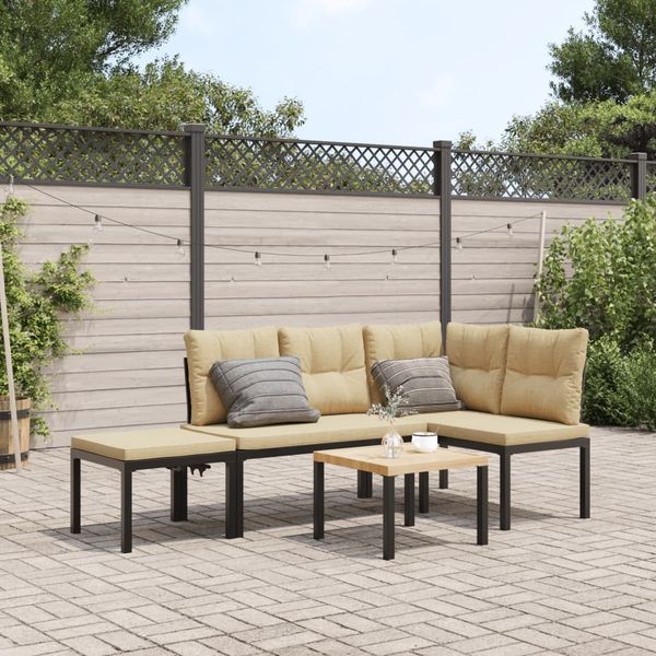 vidaXL Gartenbank-Set 4-tlg. Schwarz Pulverbeschichteter Stahl 3283651