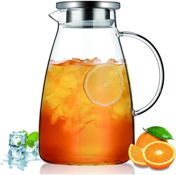 Kyraton Wasserkaraffe 2.0L Glas mit Abnehmbarem Deckel für Heiß- und