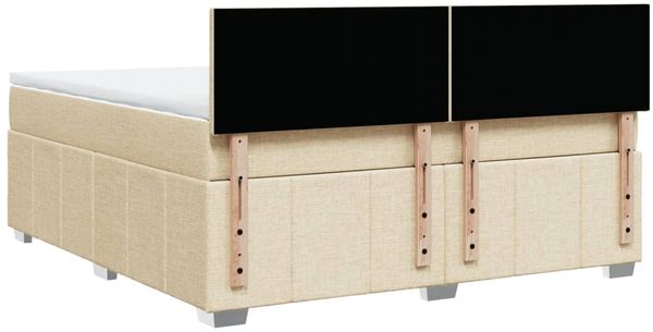 vidaXL Boxspringbett mit Matratze Creme 180x200 cm Stoff 3289445 Bild 8