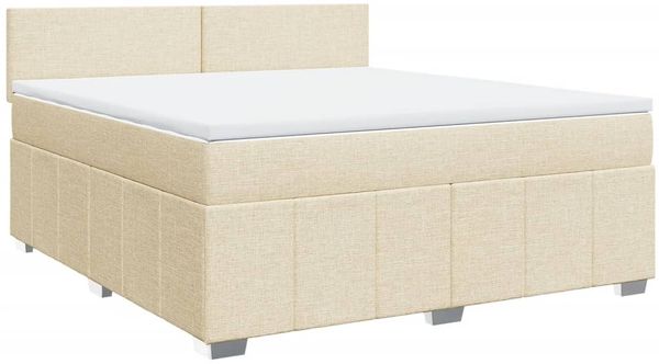 vidaXL Boxspringbett mit Matratze Creme 180x200 cm Stoff 3289445 Bild 3
