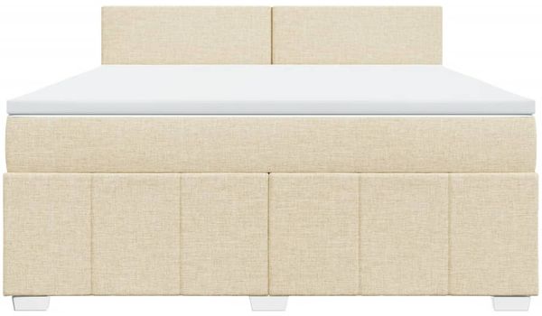 vidaXL Boxspringbett mit Matratze Creme 180x200 cm Stoff 3289445 Bild 6
