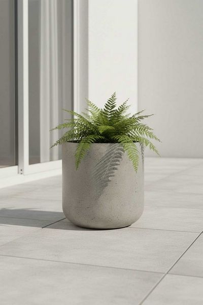 VIVANNO Blumentopf Fiberglas CHICO Rund - Vesuvgrau Beton-Design (1 St), 40x40 cm