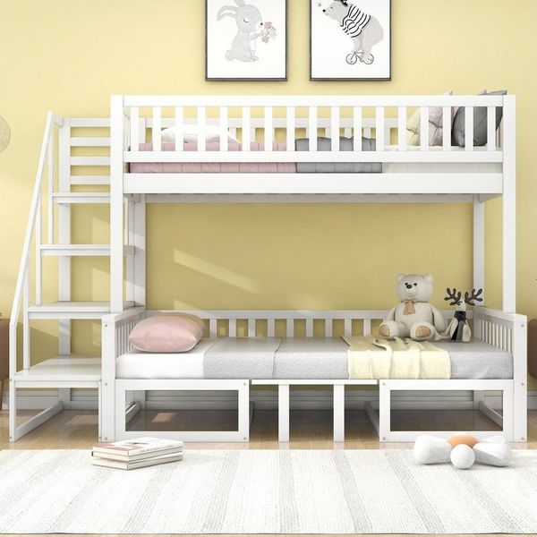 Flieks Etagenbett, Hausbett umwandelbares Unterbett Kiefer 90x200cm+120x200cm